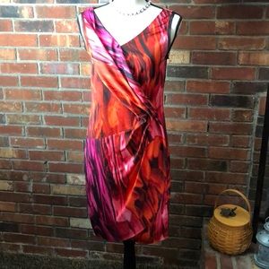 NWOT Simply Vera red & pink faux wrap dress